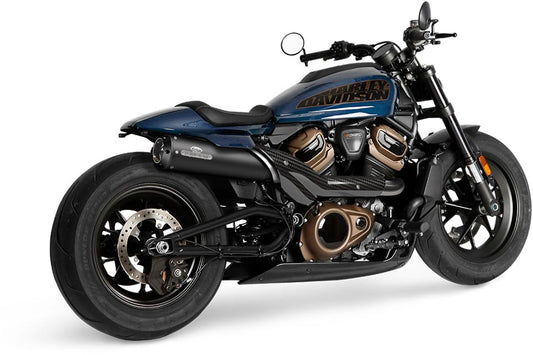 H-D Sportster S Apex exhaust, Wrinkle Black, Streetfighter End Cap, Black